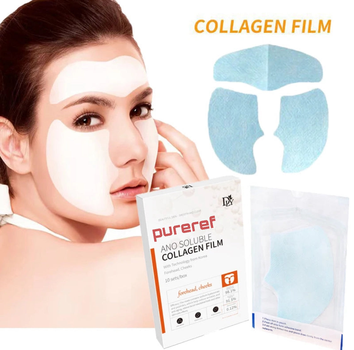 5/10Sets Hydrolyzed Collagen Protein Film Gel Facial Mask Paper Anti Wrinkle Moisturizing Soluble Face Filler Firming Skin Care